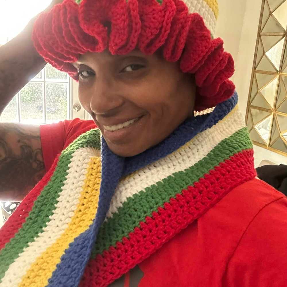 Colorful Knit Scarf and Hat Set
